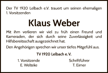 Traueranzeige von Klaus Weber von WLZ