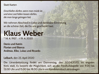 Traueranzeige von Klaus Weber von WLZ