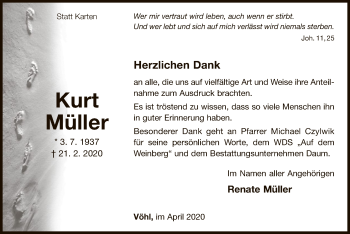 Traueranzeige von Kurt Müller von WLZ