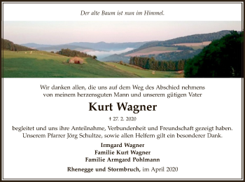 Traueranzeige von Kurt Wagner von WLZ