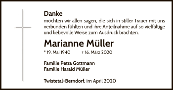 Traueranzeige von Marianne Müller von WLZ