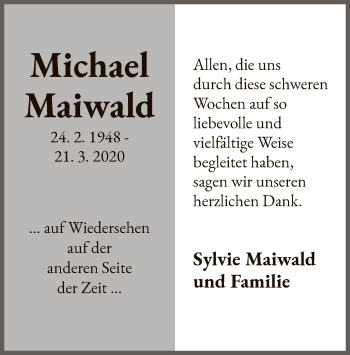 Traueranzeige von Michael Maiwald von WLZ