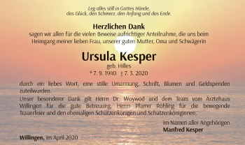 Traueranzeige von Ursula Kesper von WLZ