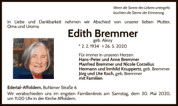 Traueranzeige von Edith Bremmer von WLZ