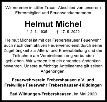 Traueranzeige von Helmut Michel von WLZ