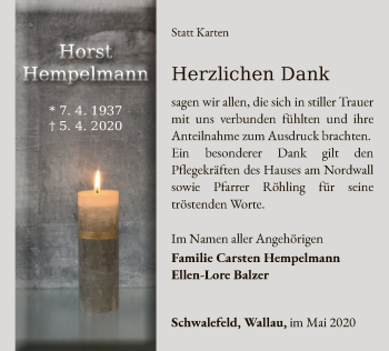 Traueranzeige von Horst Hempelmann von WLZ