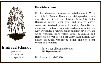 Traueranzeige von Irmtraud Schmidt von WLZ