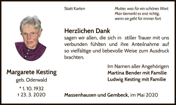 Traueranzeige von Margarete Kesting von WLZ