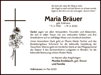 Traueranzeige von Maria Bräuer von WLZ
