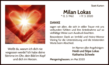 Traueranzeige von Milan Lokas von WLZ
