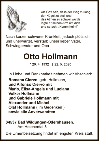 Traueranzeige von Otto Hollmann von WLZ