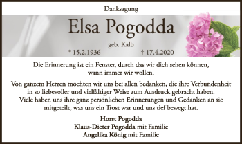 Traueranzeige von Elsa Pogodda von WLZ