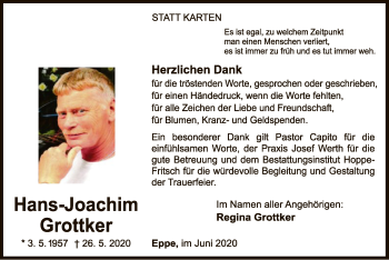 Traueranzeige von Hans-Joachim Grottker von WLZ