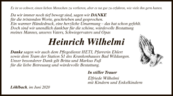 Traueranzeige von Heinrich Wilhelmi von HNA