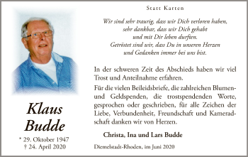 Traueranzeige von Klaus Budde von WLZ