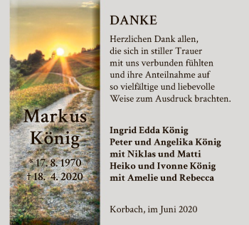 Traueranzeige von Markus König von WLZ