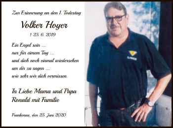 Traueranzeige von Volker Hoyer von HNA