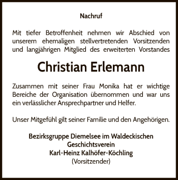 Traueranzeige von Christian Erlemann von WLZ