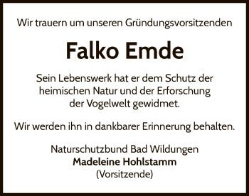 Traueranzeige von Falko Emde von WLZ
