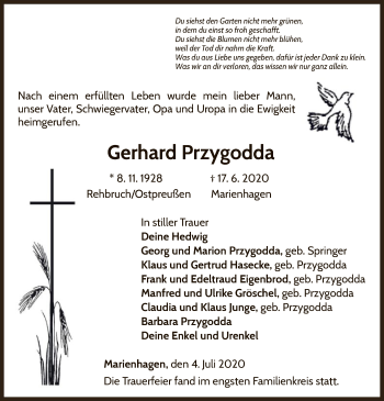 Traueranzeige von Gerhard Przygodda von WLZ