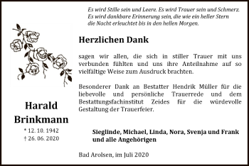 Traueranzeige von Harald Brinkmann von WLZ