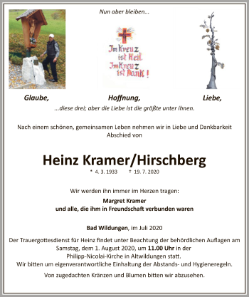 Traueranzeige von Heinz Kramer von WLZ