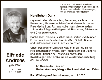 Traueranzeige von Herzlichen Dank von WLZ