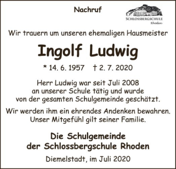 Traueranzeige von Ingolf Ludwig von WLZ