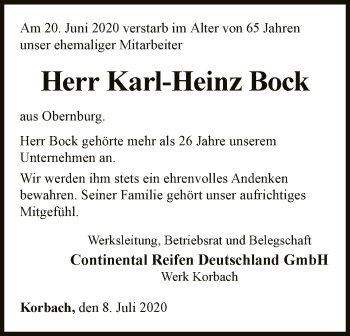Traueranzeige von Karl-Heinz Bock von WLZ