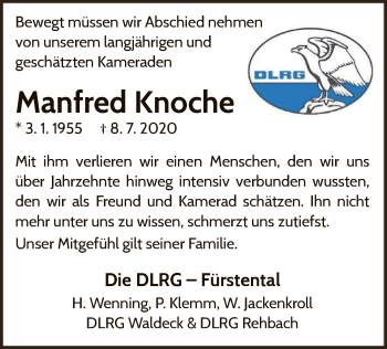 Traueranzeige von Manfred Knoche von WLZ