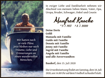 Traueranzeige von Manfred Knoche von WLZ