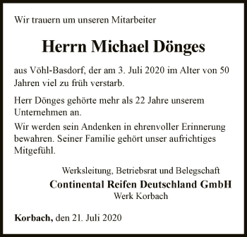 Traueranzeige von Michael Dönges von WLZ