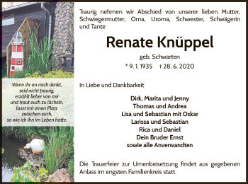 Traueranzeige von Renate Knüppel von WLZ