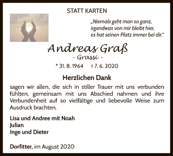 Traueranzeige von Andreas Graß von WLZ