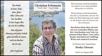 Traueranzeige von Christian Erlemann von WLZ