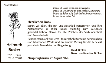 Traueranzeige von Helmuth Bröker von WLZ