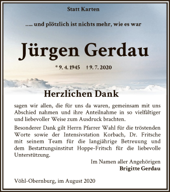 Traueranzeige von Jürgen Gerdau von WLZ