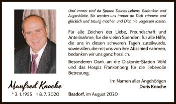 Traueranzeige von Manfred Knoche von WLZ