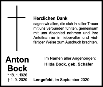 Traueranzeige von Anton Bock von WLZ