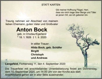 Traueranzeige von Anton Bock von WLZ