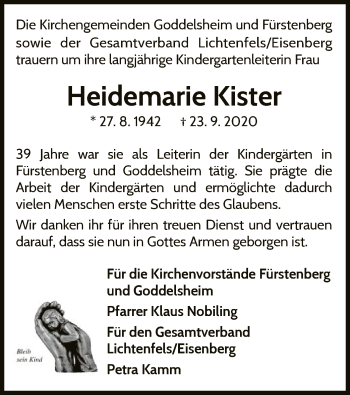 Traueranzeige von Heidemarie Kister von WLZ