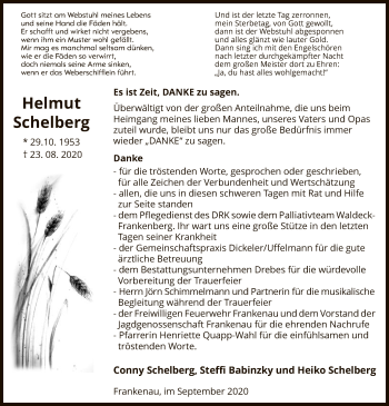 Traueranzeige von Helmut Schelberg von HNA