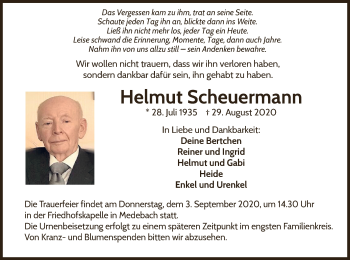 Traueranzeige von Helmut Scheuermann von Waldeckische Landeszeitung