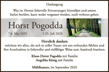 Traueranzeige von Horst Pogodda von WLZ