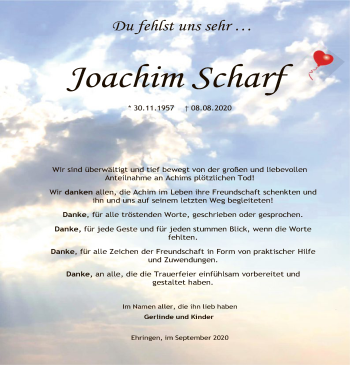 Traueranzeige von Joachim Scharf von HNA