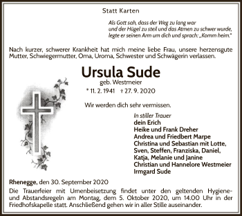 Traueranzeige von Ursula Sude von WLZ