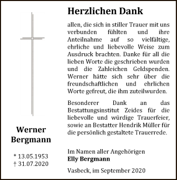 Traueranzeige von Werner Bergmann von WLZ