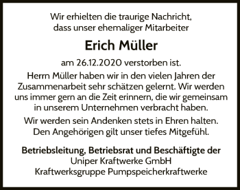Traueranzeige von Erich Müller von WLZ