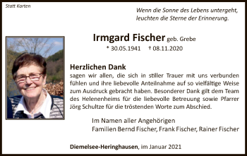 Traueranzeige von Irmgard Fischer von WLZ