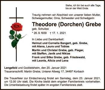 Traueranzeige von Theodore Grebe von WLZ